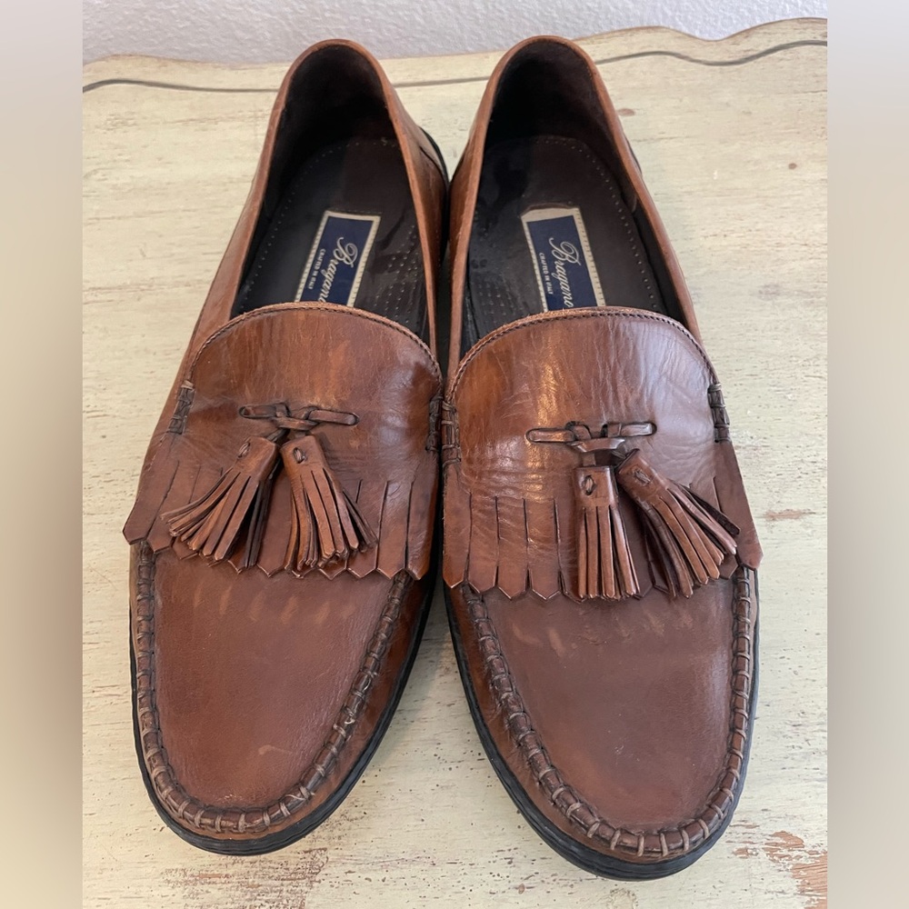 Bragano Made in Italy Tasseled Kiltie‎ Leather Loafer in Brown Size 10 1/2 M